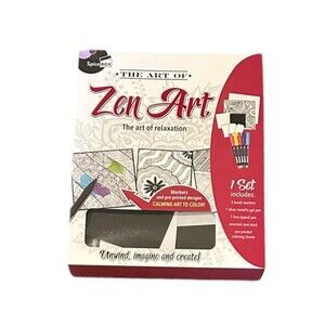 New Zen Art Craft Kit Drawing Set Spicebox Markers Gel Pens Coloring Sheets +